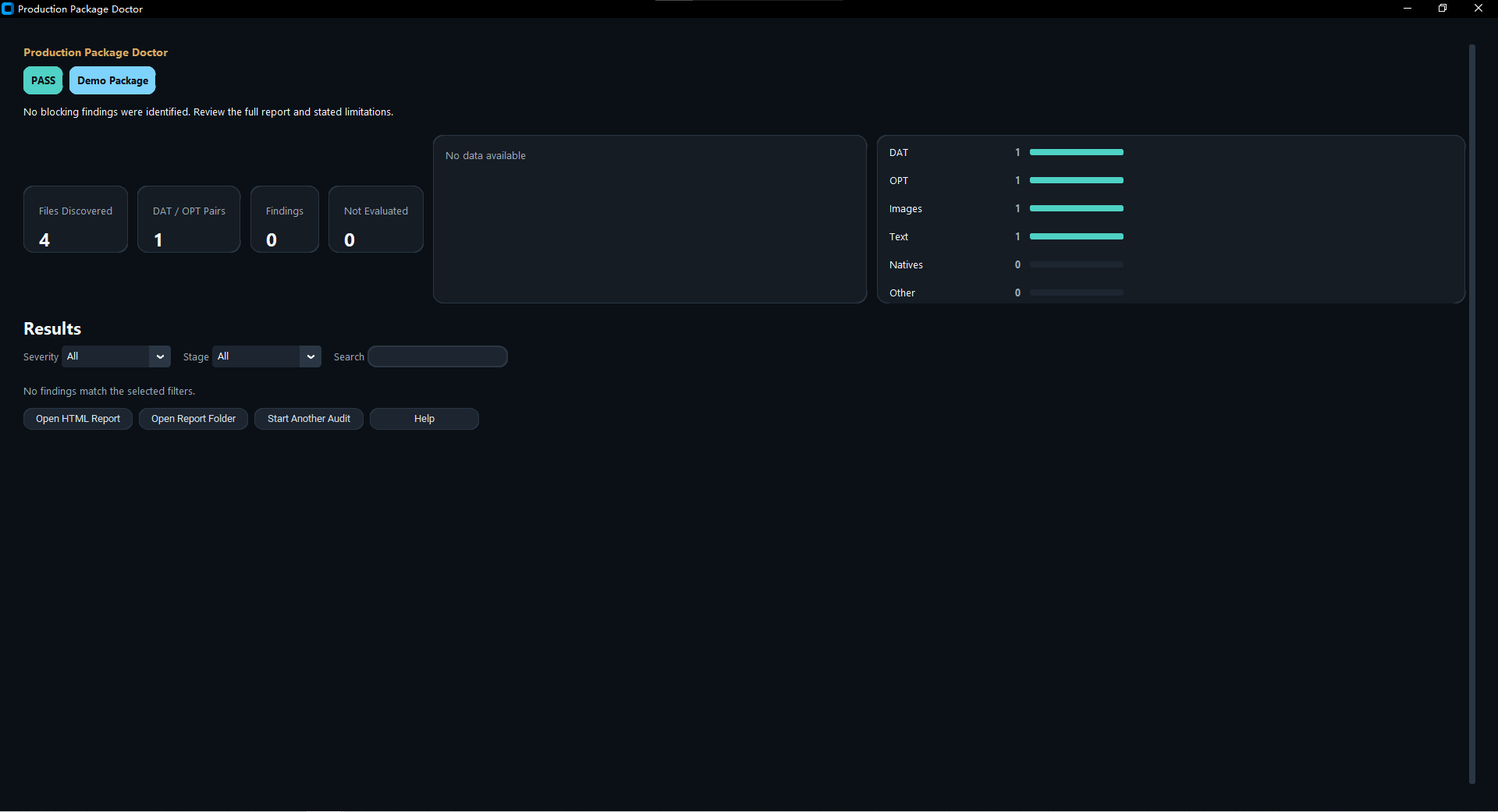 Production Package Doctor bundled Demo result with PASS status.